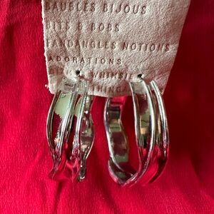 NWT Anthropology Silver (Rhodoum Plated) Hoop Earings